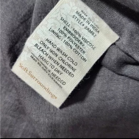 Soft Surroundings boho embroidered dark grey and cream tunic - Picture 5 of 6